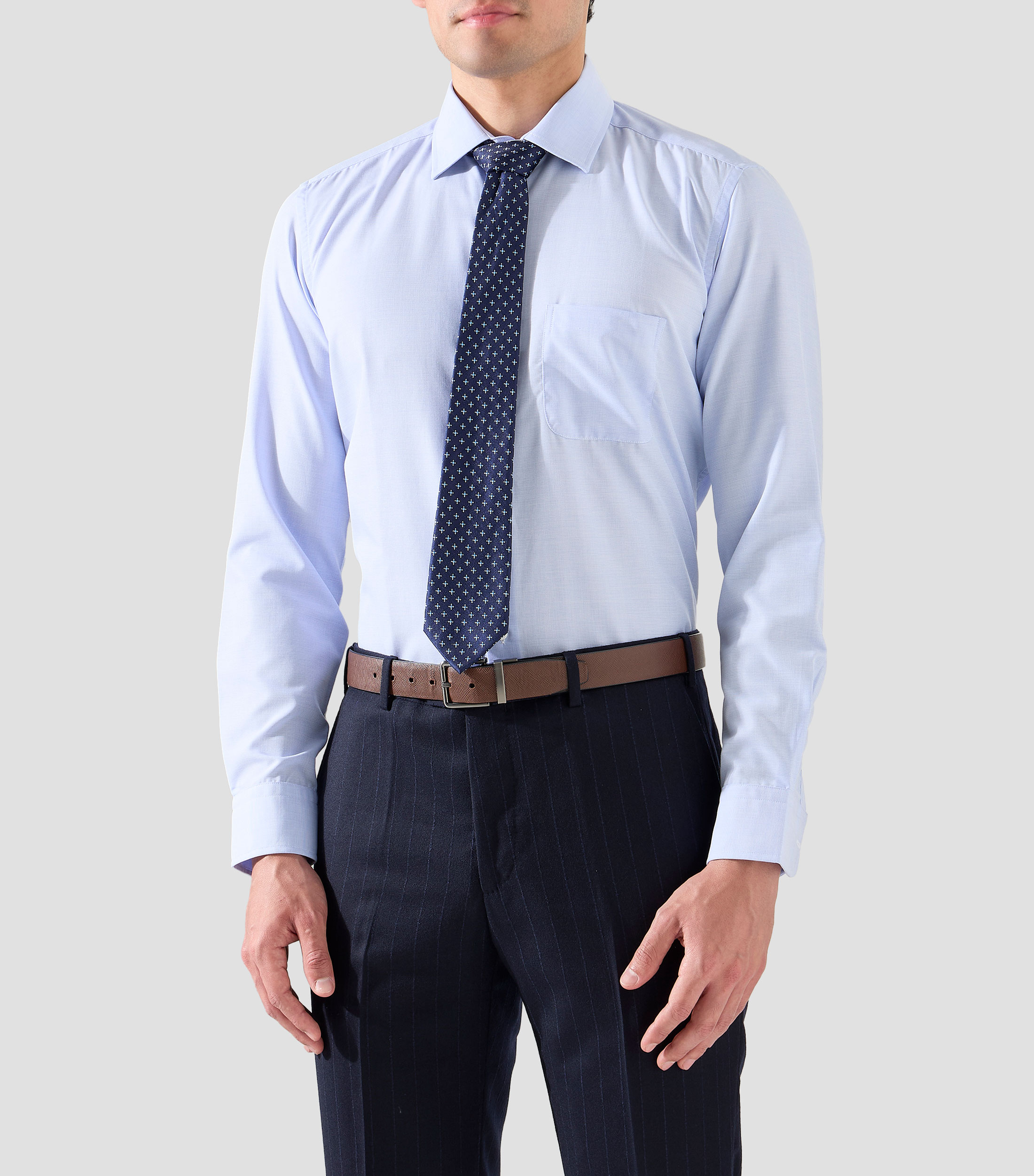 Camisa de vestir lisa con manga larga Hombre